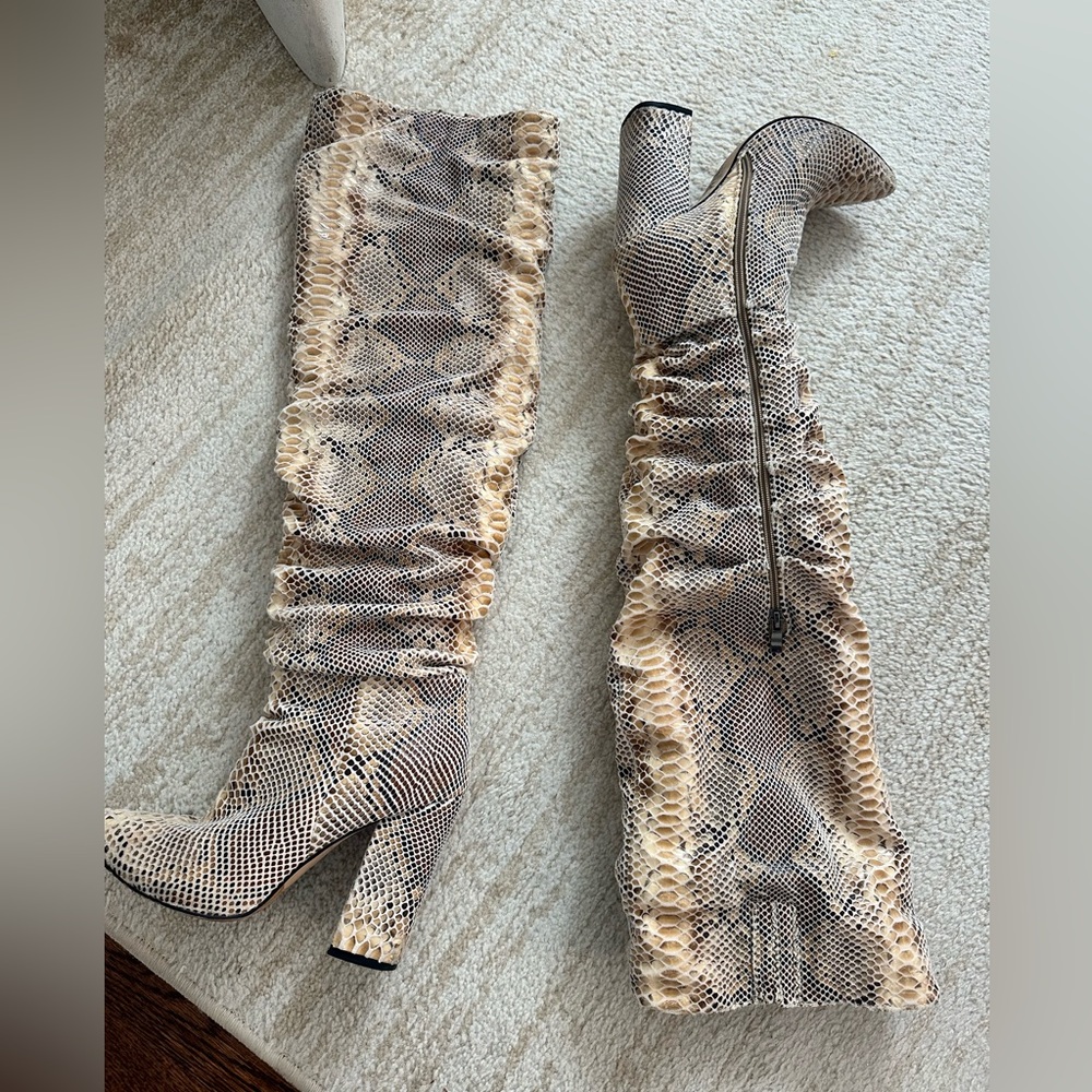 Snakeskin Patterned Knee-High Boots